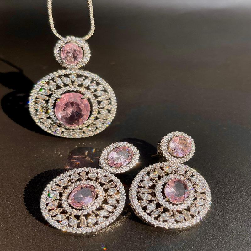 Indian AD Zarqoon Necklace Set with Two Stones – Naseem Fashion Hub