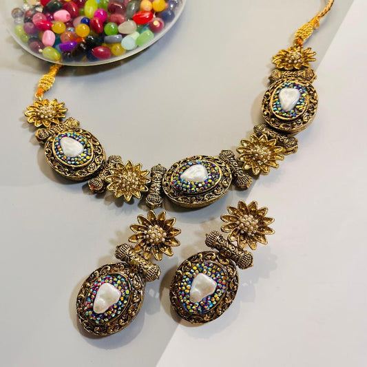 Indian AD Zarqoon Necklace Set with Earrings – Naseem Fashion Hub