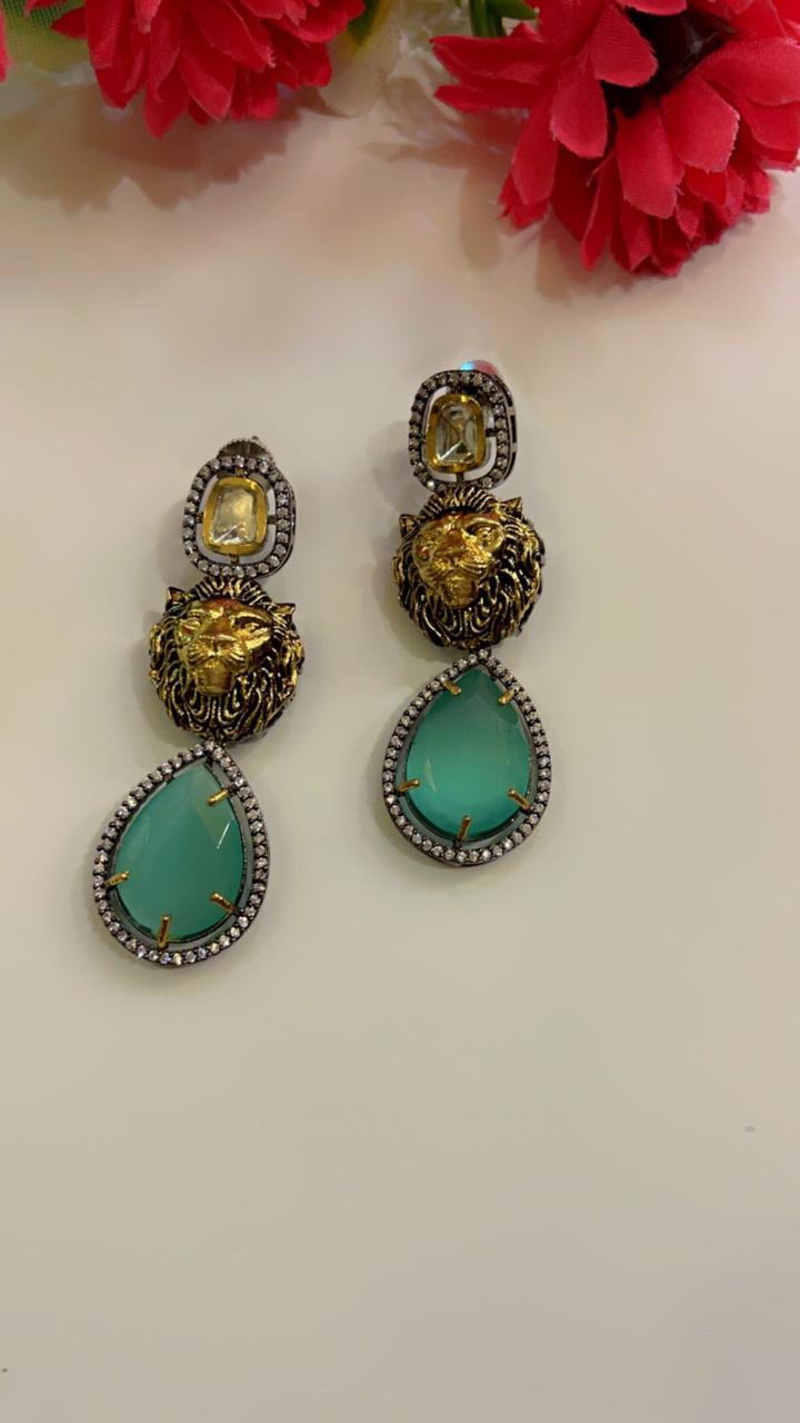 Royal Lion Design Drop Earrings - Majestic Elegance | Naseem Fashion Hub