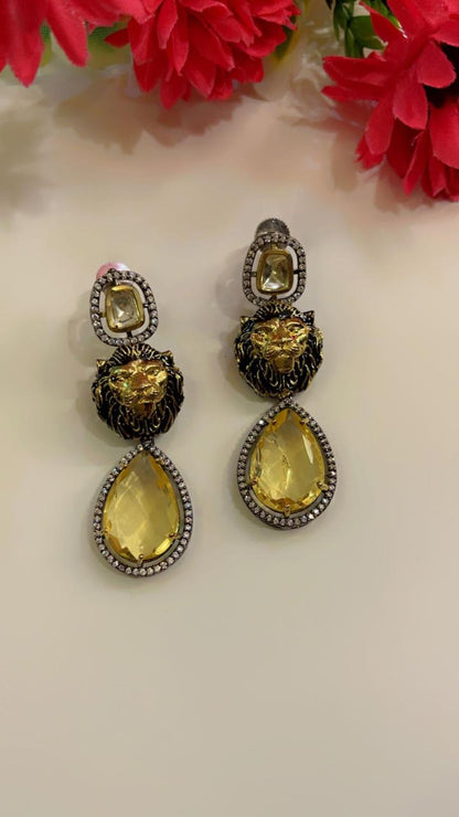 Royal Lion Design Drop Earrings - Majestic Elegance | Naseem Fashion Hub