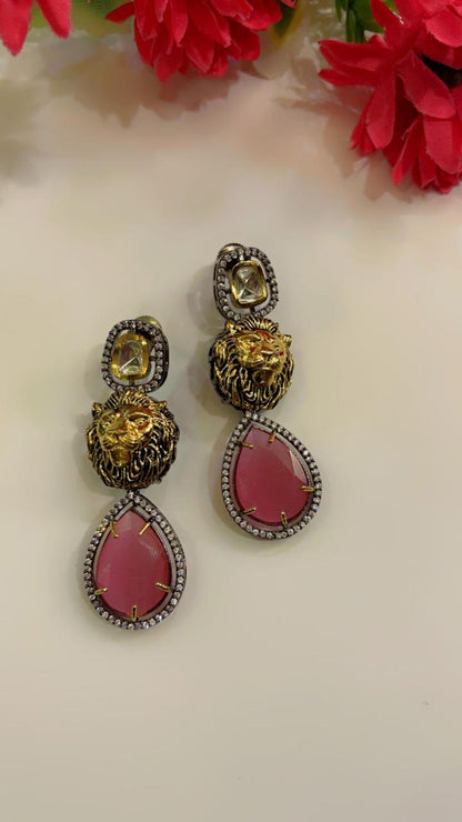 Royal Lion Design Drop Earrings - Majestic Elegance | Naseem Fashion Hub