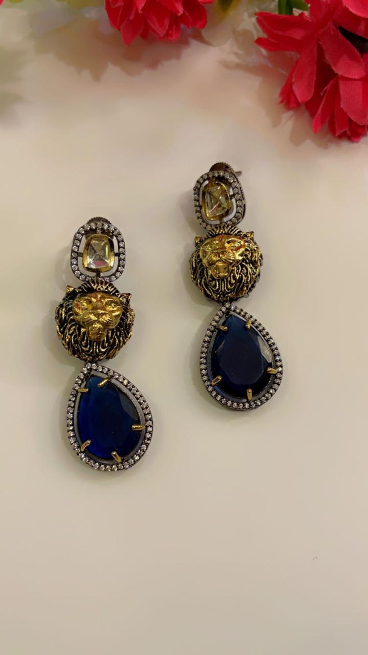 Royal Lion Design Drop Earrings - Majestic Elegance | Naseem Fashion Hub