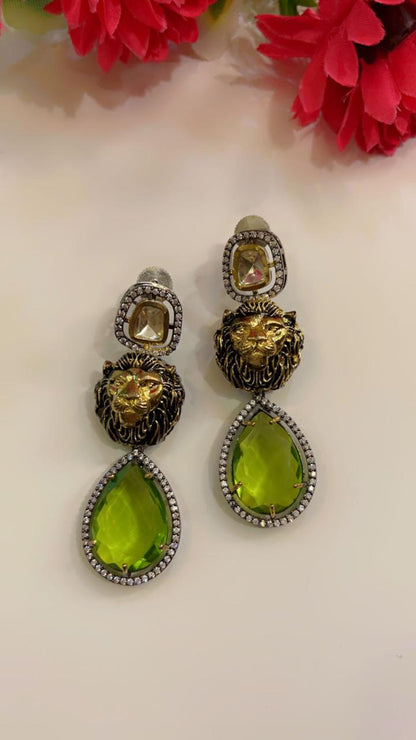 Royal Lion Design Drop Earrings - Majestic Elegance | Naseem Fashion Hub