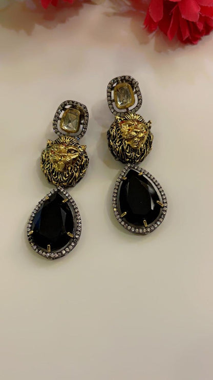 Royal Lion Design Drop Earrings - Majestic Elegance | Naseem Fashion Hub