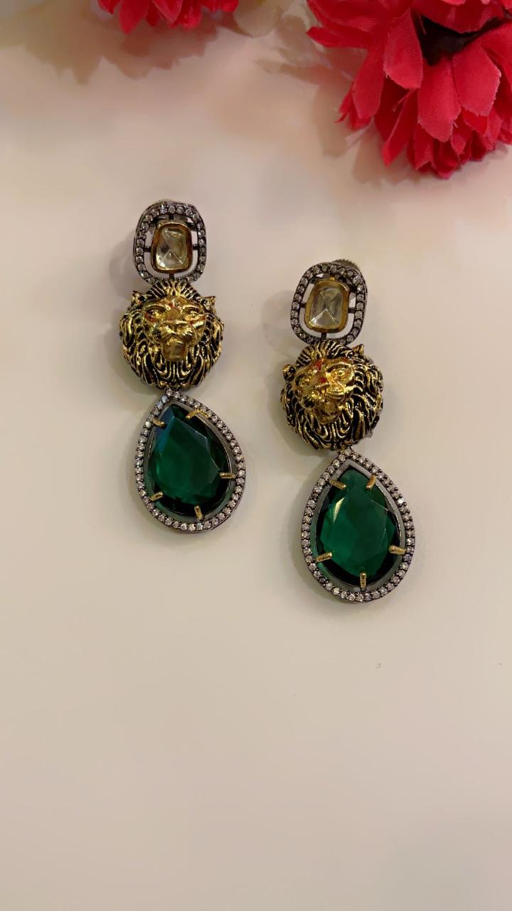 Royal Lion Design Drop Earrings - Majestic Elegance | Naseem Fashion Hub