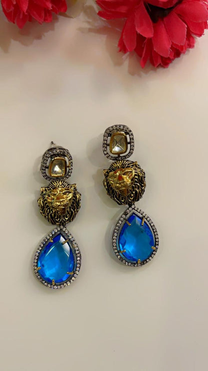 Royal Lion Design Drop Earrings - Majestic Elegance | Naseem Fashion Hub