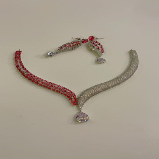 Beautiful Necklace Set in White and Red – Naseem Fashion Hub