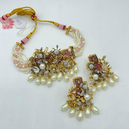 Elegant Crush Choker with Hanging White Stones – Naseem Fashion Hub