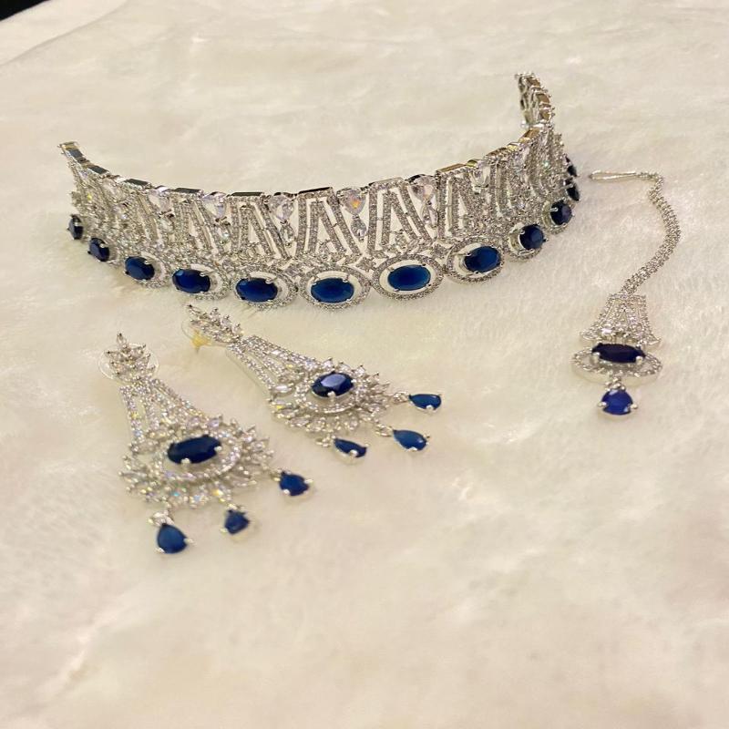 Blue Necklace Set with Earrings – Naseem Fashion Hub