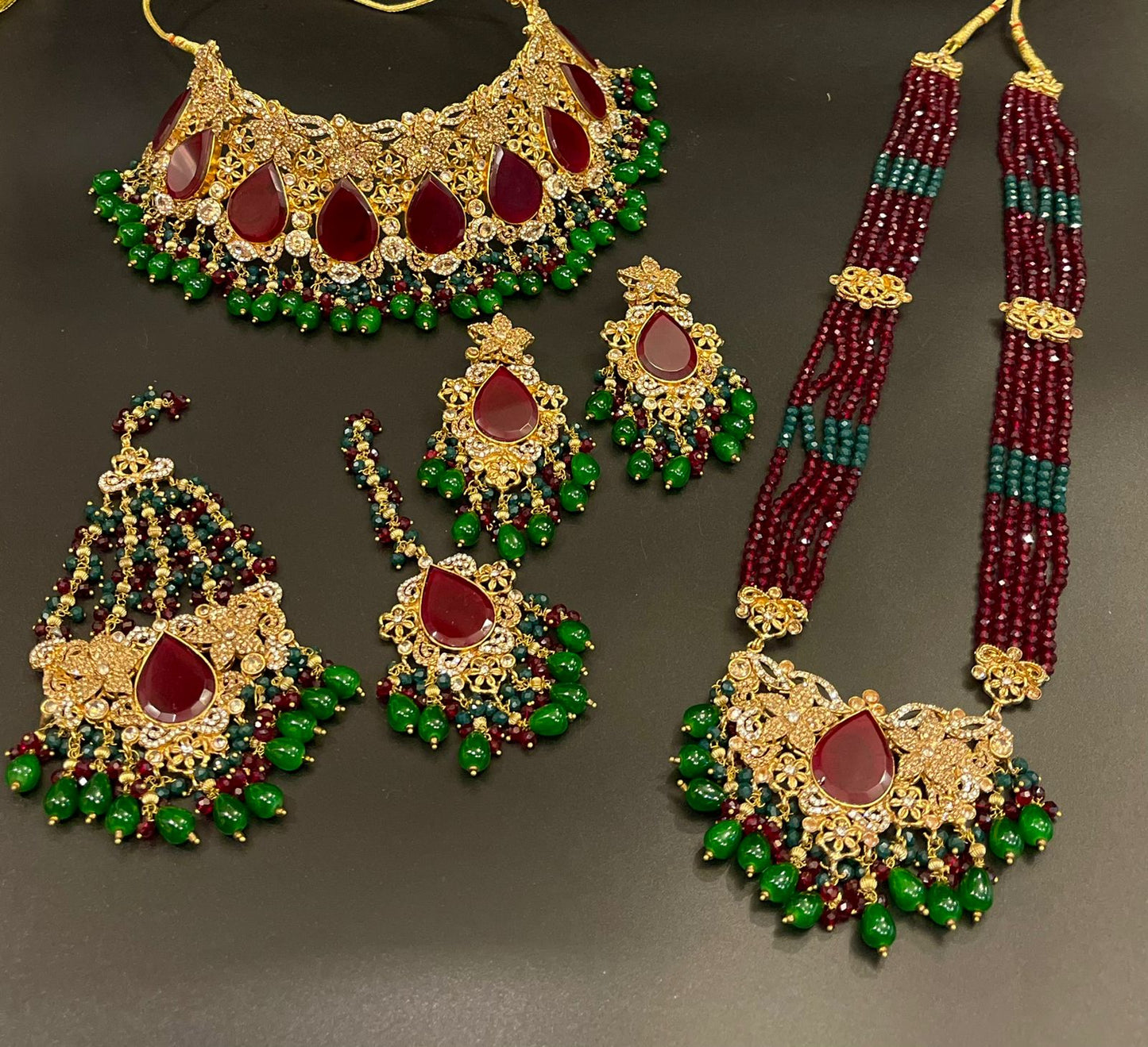 Complete Bridal Set with Doublet Stone - Exquisite Traditional Luxury | Naseem Fashion Hub