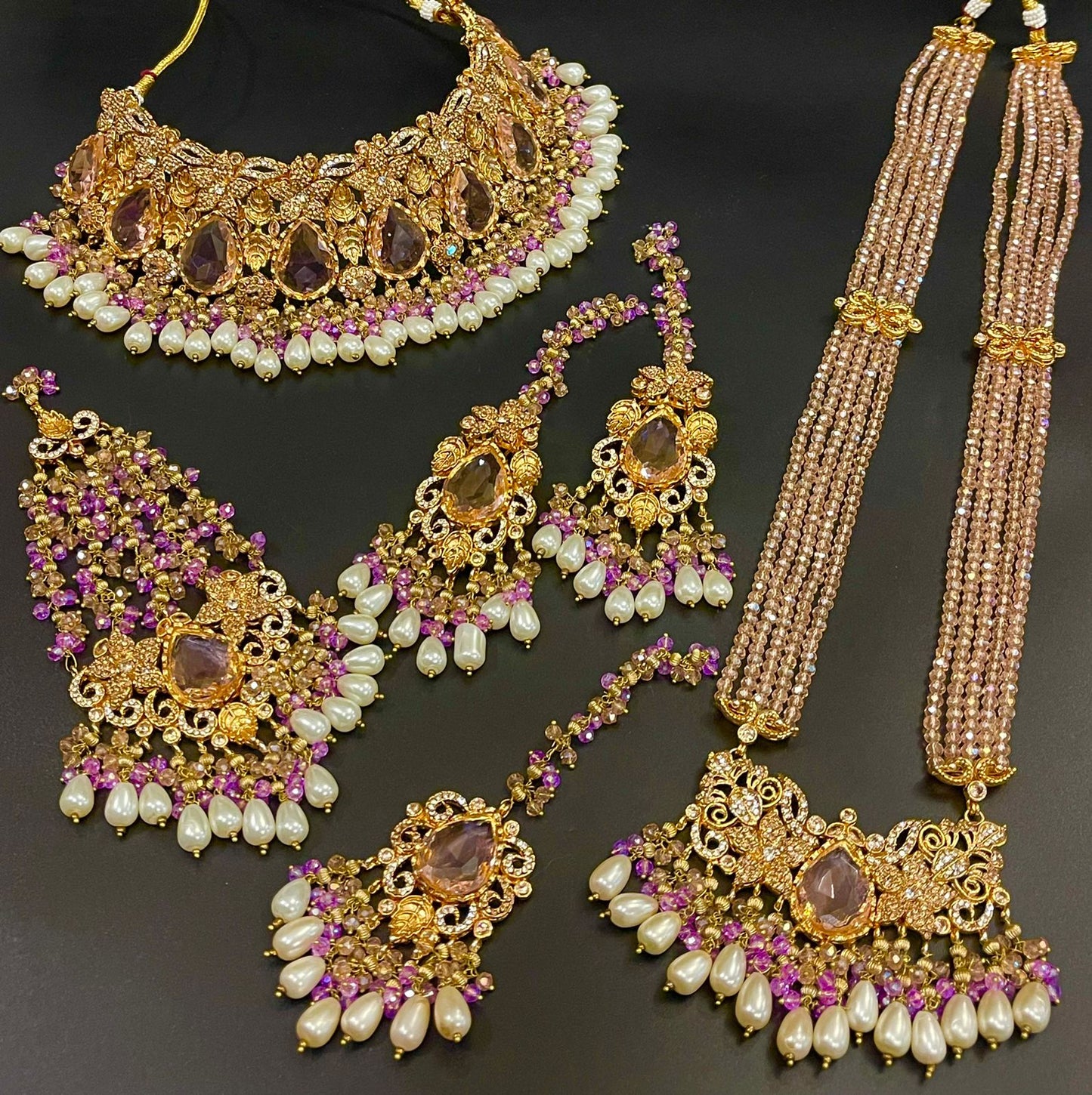 Complete Bridal Set with Doublet Stone - Exquisite Traditional Luxury | Naseem Fashion Hub