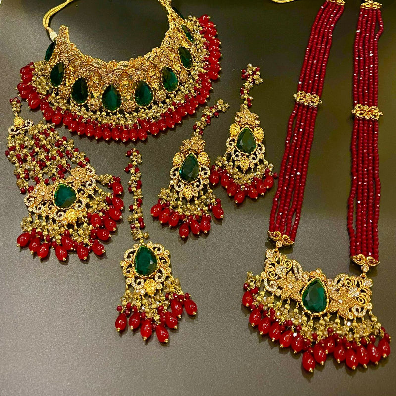 Complete Bridal Set with Doublet Stone - Exquisite Traditional Luxury | Naseem Fashion Hub