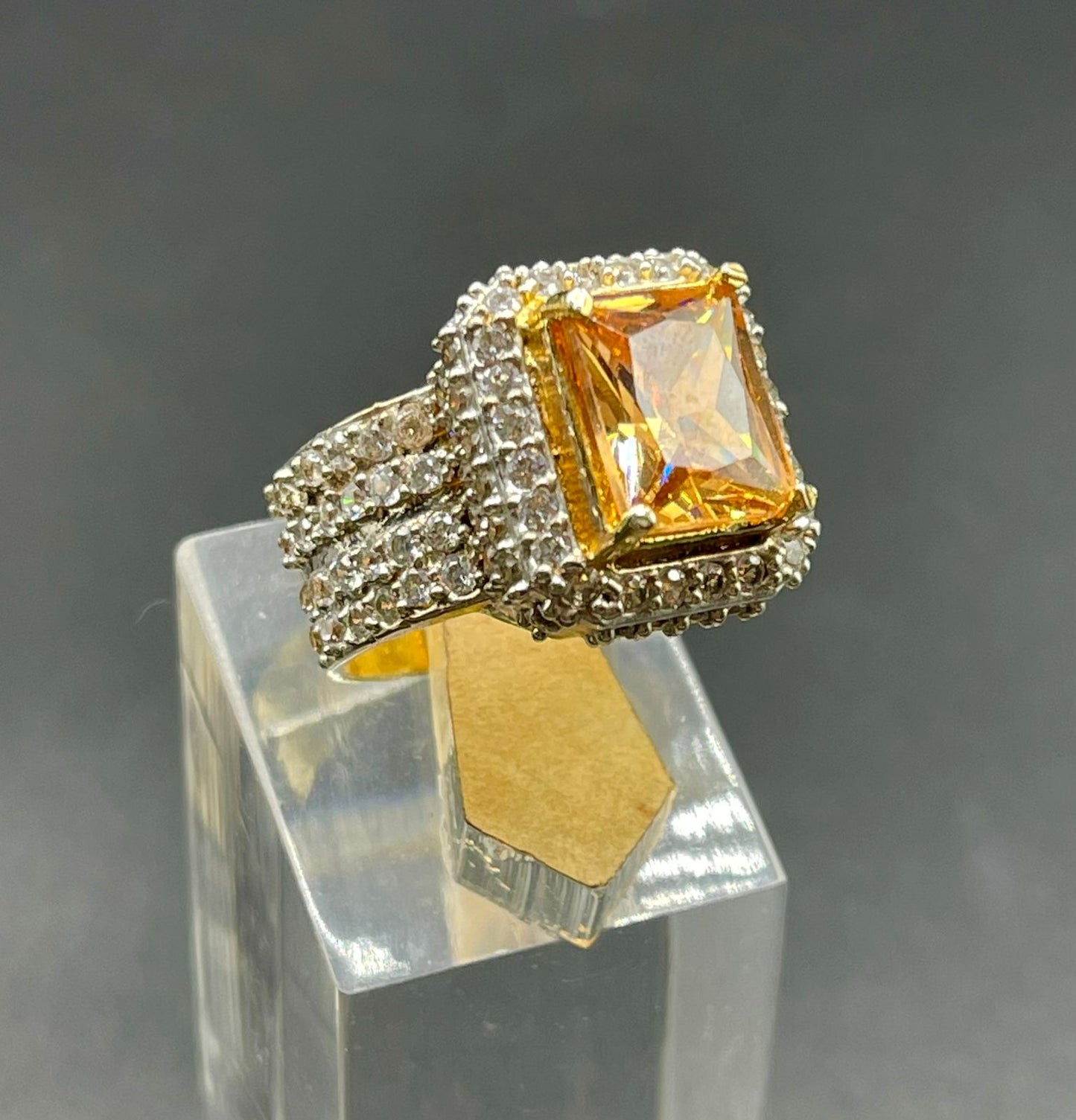 Zircon Gold-Plated Ring with Pink Stone | Naseem Fashion Hub