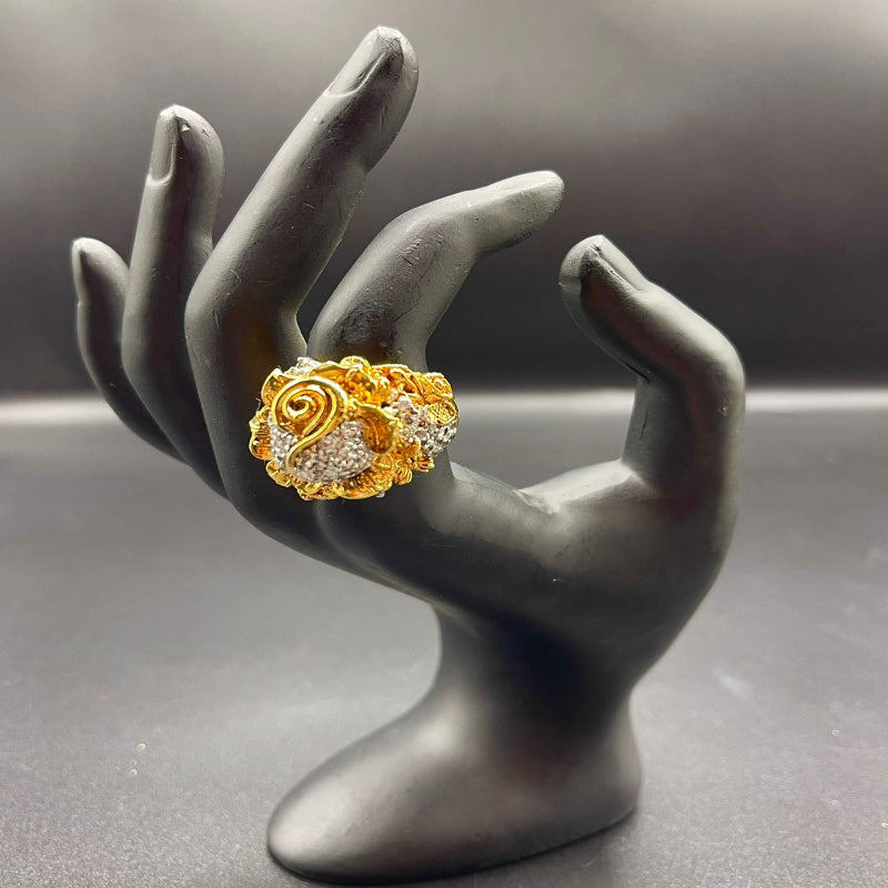 Gold-Plated Zircon Rose Ring | Naseem Fashion Hub