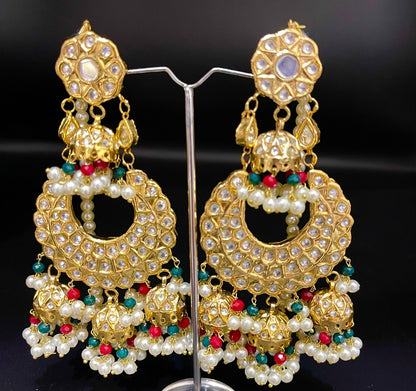 Thappa Kundan Long Jhumki Earrings | Naseem Fashion Hub