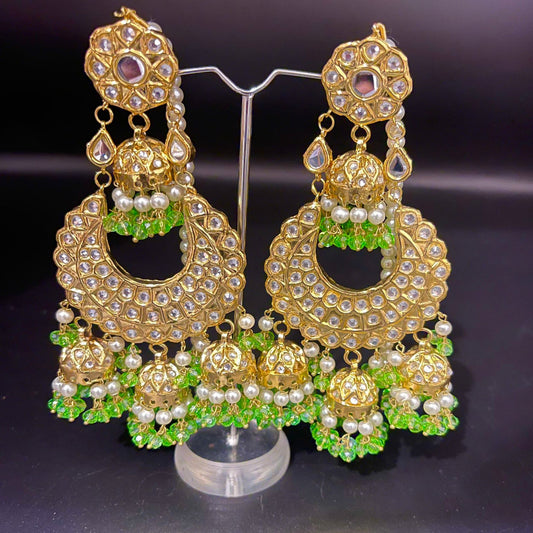 Thappa Kundan Long Jhumki Earrings | Naseem Fashion Hub