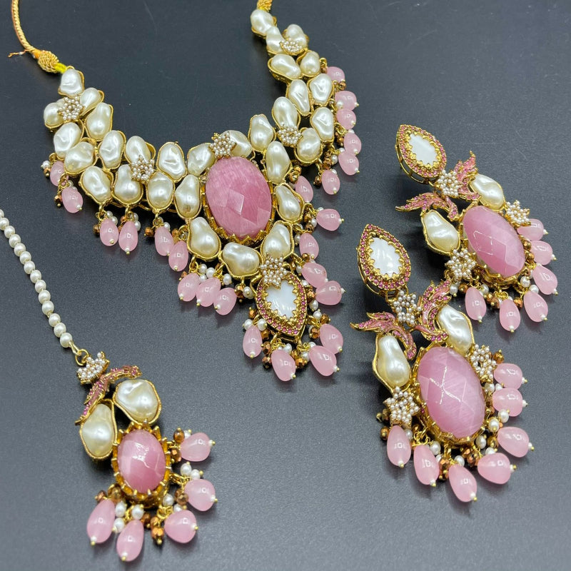 Mother of Pearl Necklace Set with Tikka | Naseem Fashion Hub