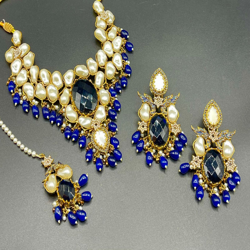 Mother of Pearl Necklace Set with Tikka | Naseem Fashion Hub