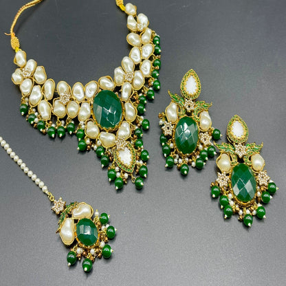 Mother of Pearl Necklace Set with Tikka | Naseem Fashion Hub