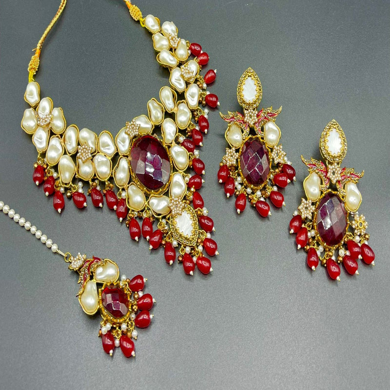 Mother of Pearl Necklace Set with Tikka | Naseem Fashion Hub