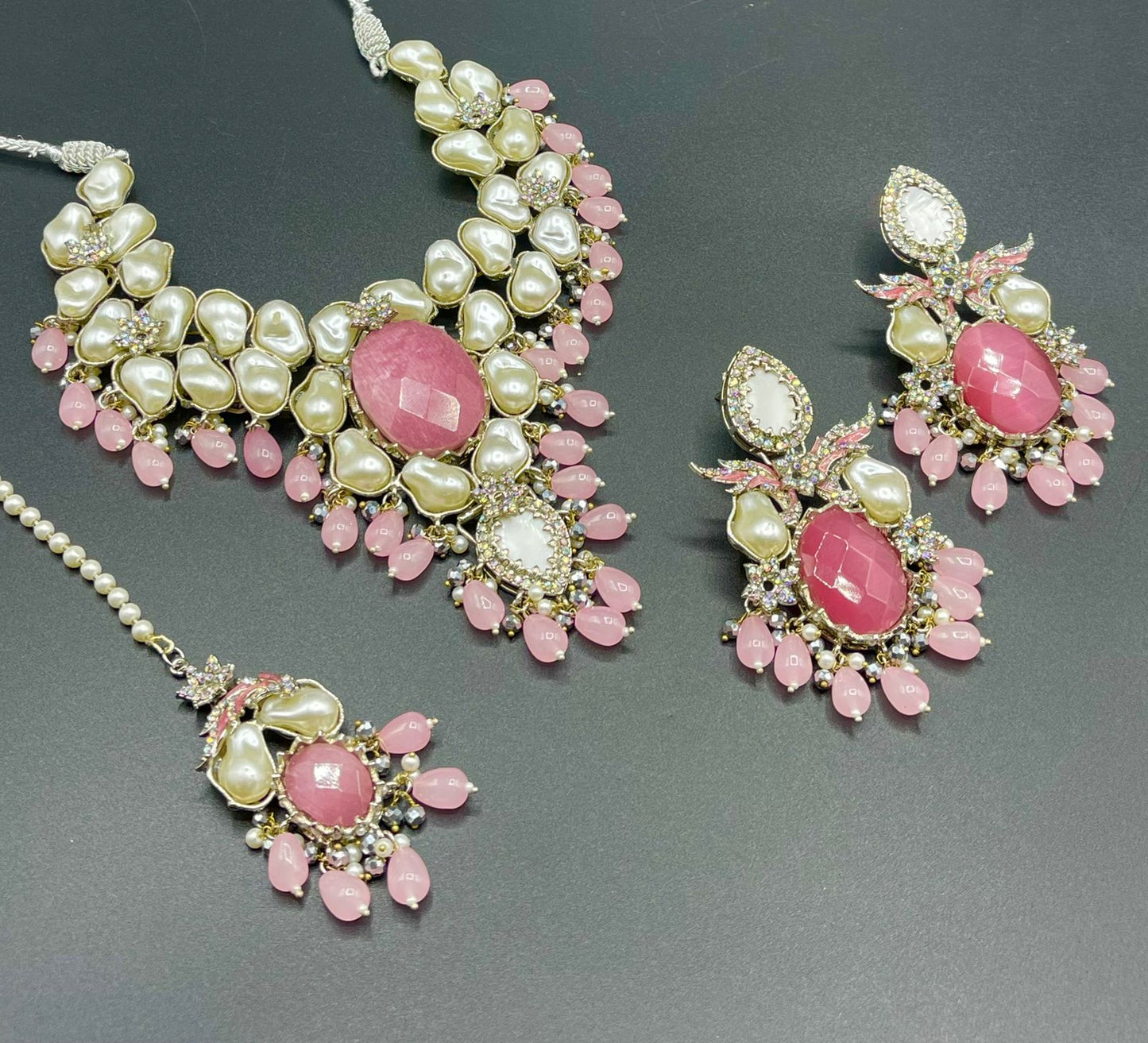 Mother of Pearl Necklace Set with Tikka | Naseem Fashion Hub