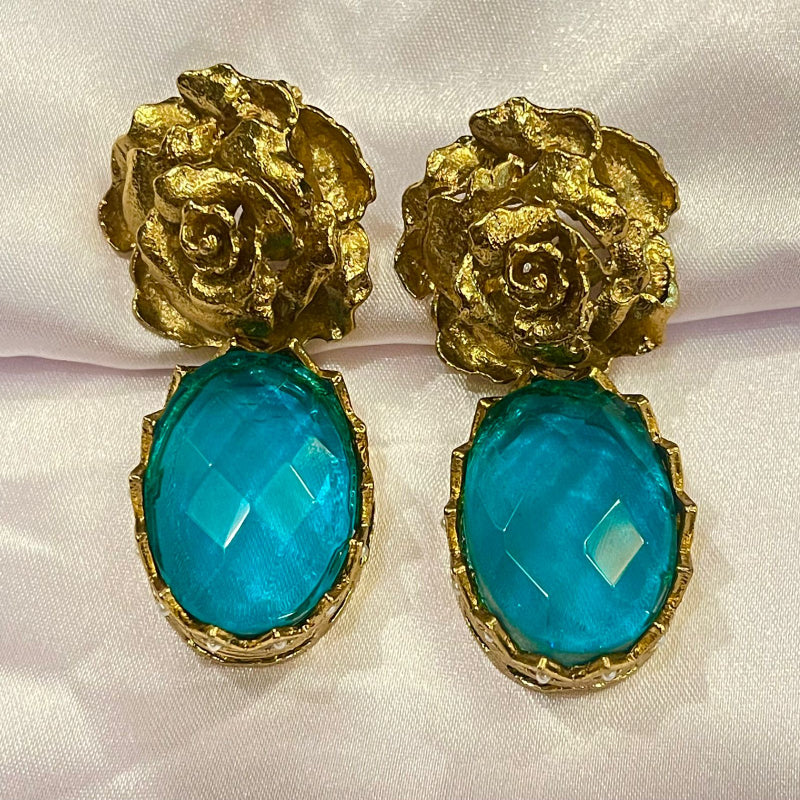 Golden Rose Earrings - Elegant Floral Charm | Naseem Fashion Hub