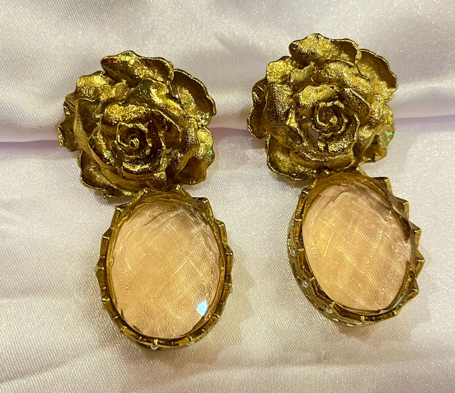 Golden Rose Earrings - Elegant Floral Charm | Naseem Fashion Hub