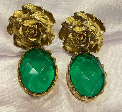 Golden Rose Earrings - Elegant Floral Charm | Naseem Fashion Hub