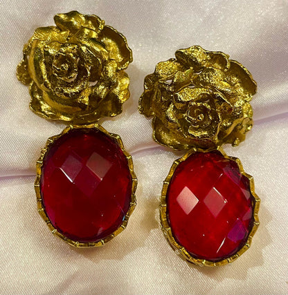 Golden Rose Earrings - Elegant Floral Charm | Naseem Fashion Hub