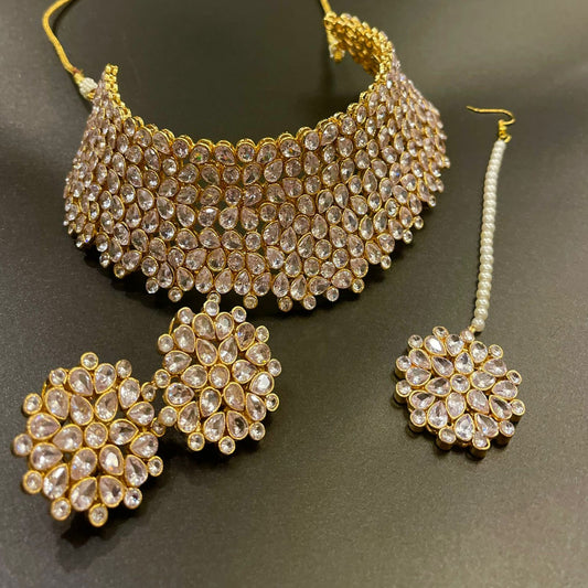 Bridal Collar Set with Earrings and Maang Tikka - Royal Wedding Elegance | Naseem Fashion Hub