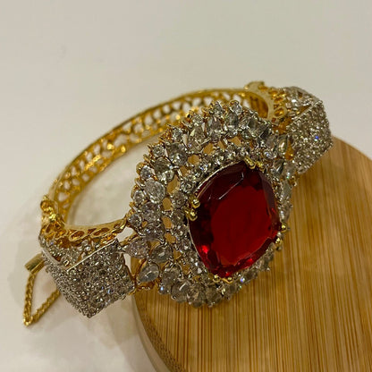 Gold-Plated Elegant Zarcon Handcuff - Timeless Glamour | Naseem Fashion Hub