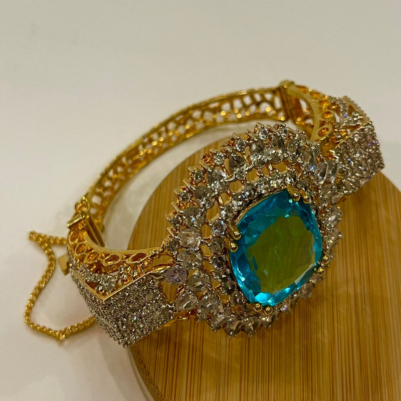 Gold-Plated Elegant Zarcon Handcuff - Timeless Glamour | Naseem Fashion Hub