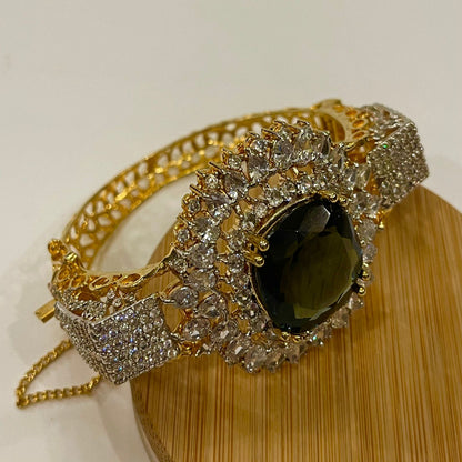 Gold-Plated Elegant Zarcon Handcuff - Timeless Glamour | Naseem Fashion Hub