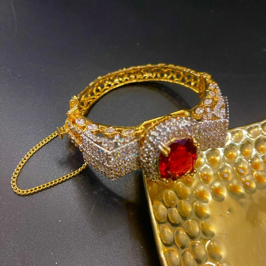 Gold-Plated Zarcon Charm Handcuff - Radiant Elegance | Naseem Fashion Hub